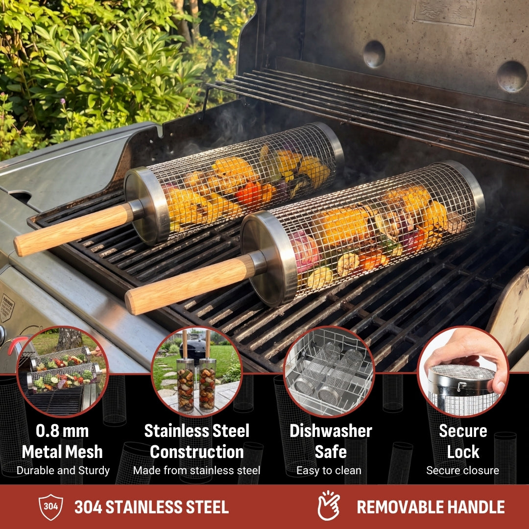 Rolling Grill Basket – Easy, Even Grilling Every Time